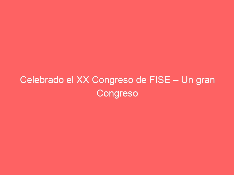 Celebrado el XX Congreso de FISE – Un gran Congreso